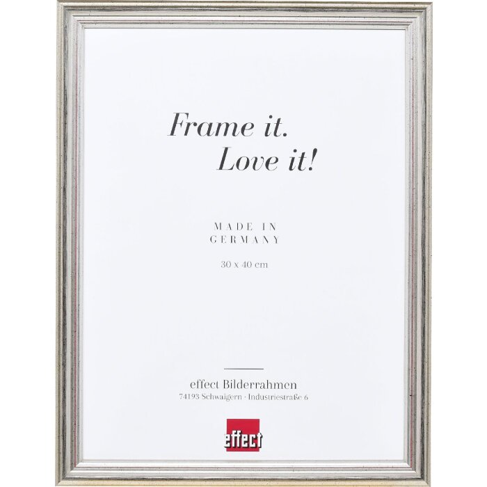 Effect Holzrahmen Profil 44 silber 30x40 cm Museumsglas