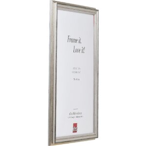 Ramă foto barocă din lemn masiv, profil 44 argint, 40x40 cm, sticlă de muzeu