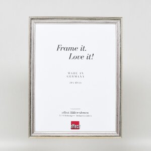 Ramă foto din lemn masiv Profil 44 argint 50x70 cm cu sticlă de muzeu