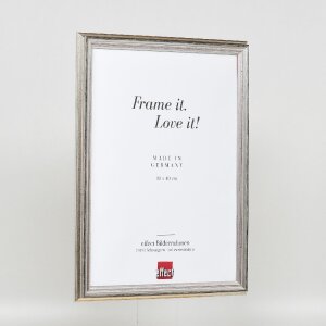 Rama foto din lemn masiv Profil 44 argint 60x80 cm cu sticlă muzeală