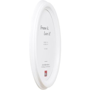 Rama foto ovală albă, profil HB 9x12 cm, din lemn masiv