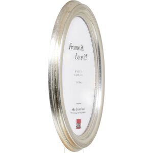 Rama foto ovală Profil HB 20x25 cm, argintie, din lemn masiv