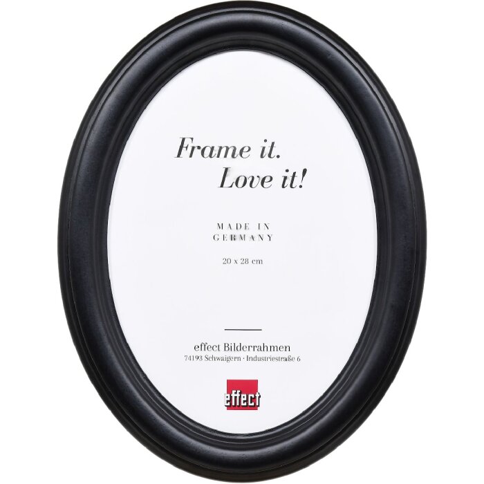 Rama foto ovală din lemn masiv, finisaj negru, 20x28 cm