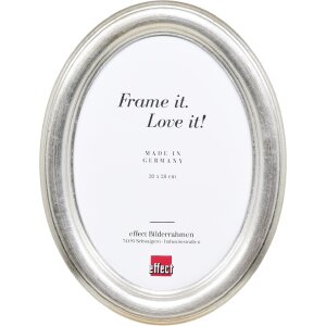 Rama foto ovală din lemn masiv argintiu, profil 3,7 cm,...