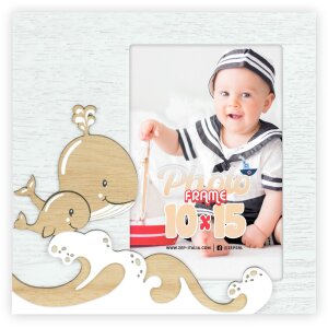 ZEP Baby-Portraitrahmen Willy 10x15 cm Holzrahmen Wale