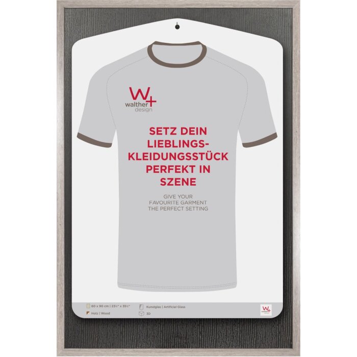 Walther Holzrahmen Stockholm 3D Trikotrahmen grau 60x90 cm Kunstglas