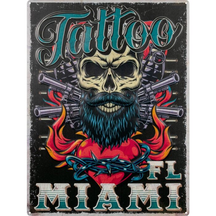 Plachetă din metal ZEP TATTOO Miami 47x35x0,5 cm