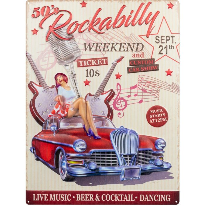 Plăcă metalică ZEP Rockabilly 47x35 cm