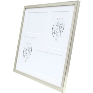 Deknudt lemn galerie cadru S41JD1 argint 4 fotografii 10x15 cm 31,4x31,4 cm