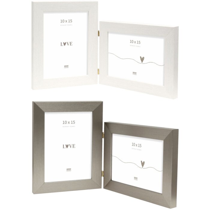 Deknudt Doppelrahmen S41V Kunststoffrahmen silber weiß 10x15 bis 15x20 cm