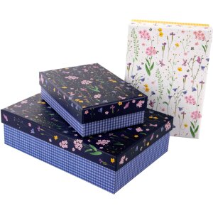 Set cutii de karton Goldbuch Meadow Miracles – 3 bucăți cu acoperișe aurite și relief tactil
