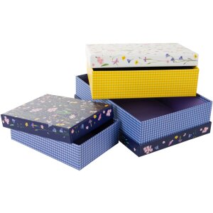 Set cutii de karton Goldbuch Meadow Miracles – 3 bucăți cu acoperișe aurite și relief tactil