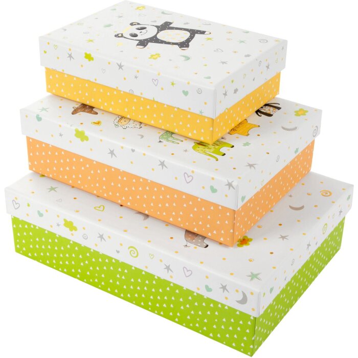 Goldbuch Kartonagen-Set Animal Pyramid 3-teilig mit Goldprägung bunt