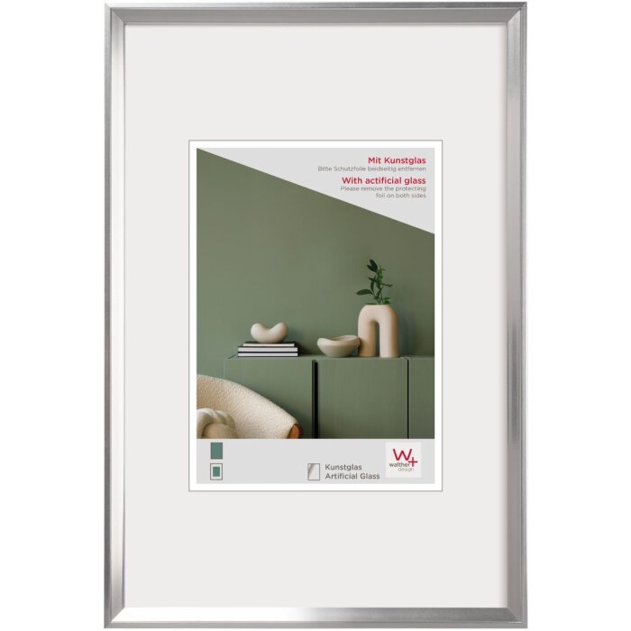 Ramă foto Walther Desire 50x70 cm argint cu sticlă plastică