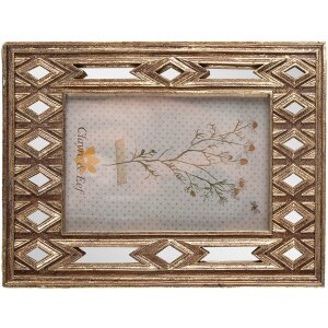 Clayre & Eef 2F1009 Fotorahmen 16x2x22 cm 10x15 cm Goldfarbig