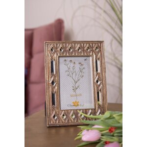 Clayre & Eef 2F1009 Fotorahmen 16x2x22 cm 10x15 cm Goldfarbig
