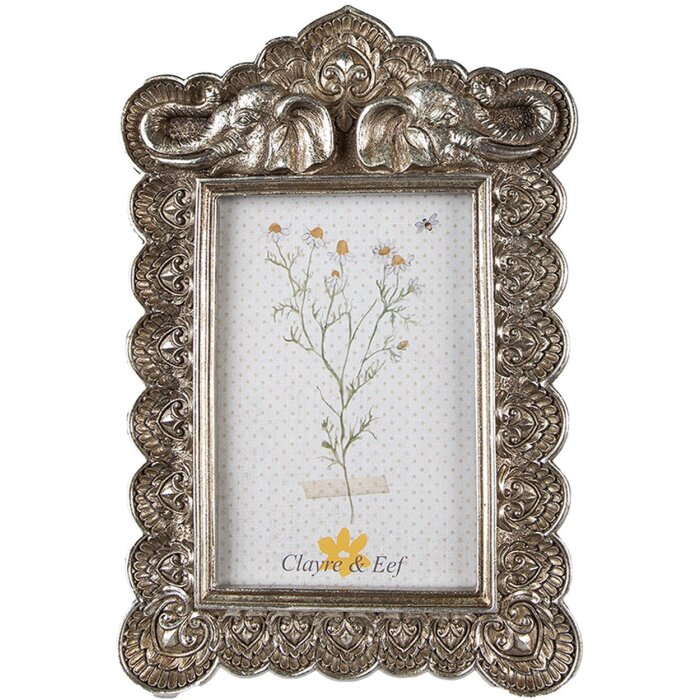 Clayre & Eef 2F1033 Fotorahmen 17x1x25 cm Silberfarbig 10x15 cm
