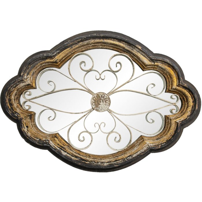 Spiegel Clayre & Eef 52S238 70x6x100 cm Aur / Negru Oval