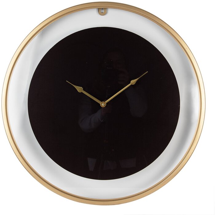 Clayre & Eef 5KL0229 Wanduhr Ø 60x5 cm Schwarz Goldfarbig 1xAA