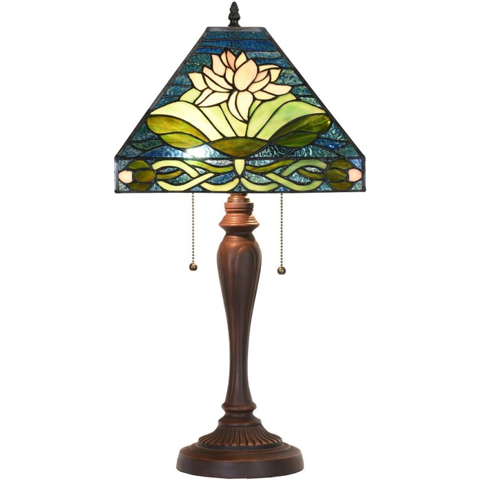 LumiLamp 5LL-5618 Lampa de masă Tiffany Verde-Albastru 31x31x61cm E27 2x60W
