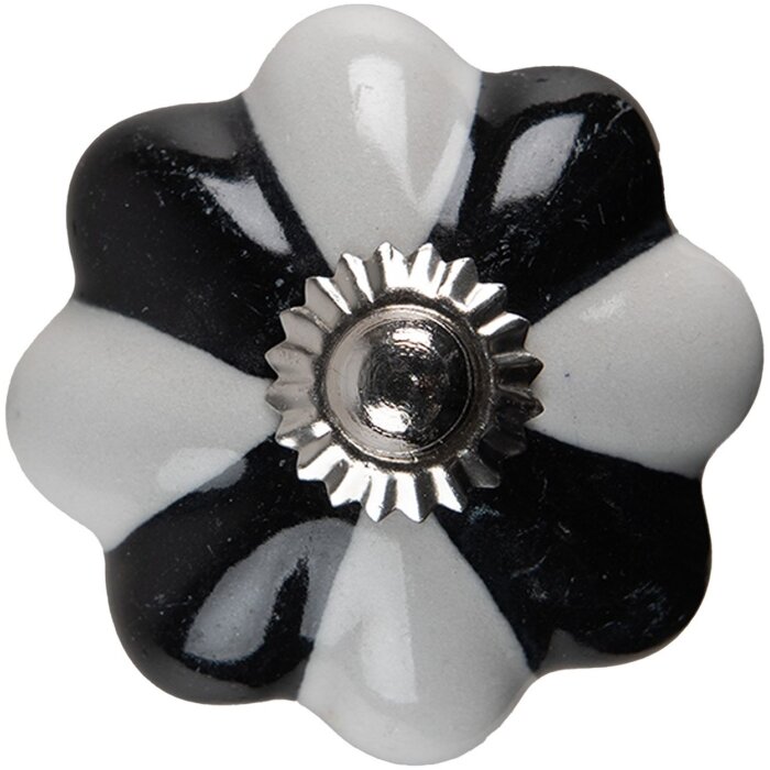 Buton de ușă Clayre & Eef Ø 4x4 cm Neagră / Albă