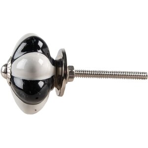 Buton de ușă Clayre & Eef Ø 4x4 cm Neagră / Albă