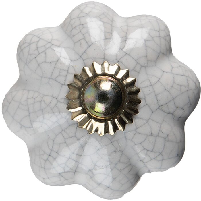 Manșonă de ușă Clayre & Eef 65210, albă, ceramica, Ø 4x4 cm