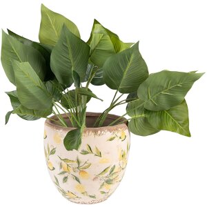 Clayre & Eef 6CE1529L Blumentopf Keramik Gelb Ø 19x19 cm Botanisches Design