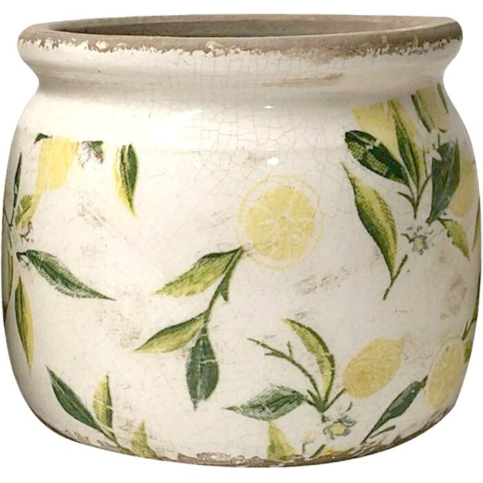 Clayre & Eef 6CE1535M Dekoration Blumentopf Ø 15x13 cm Gelb Grün