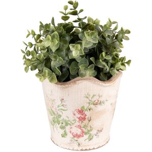 Clayre & Eef 6CE1537L Dekoration Blumentopf Rosa Beige Ø 18x17 cm