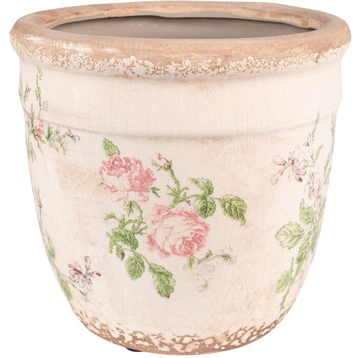 Vază de flori Clayre & Eef Ø 18x17 cm Rosa / Beige