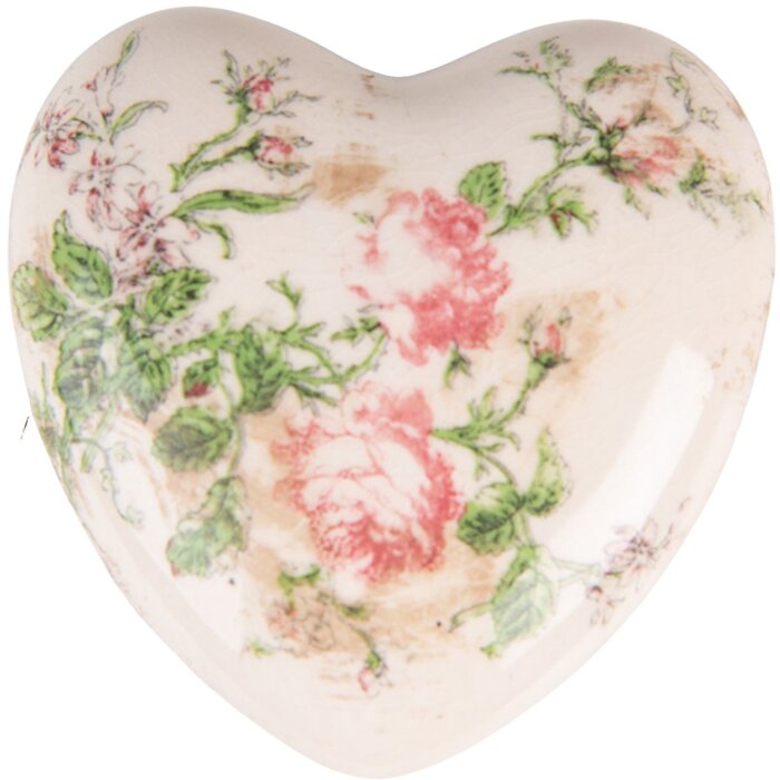 Clayre & Eef 6CE1542L Decorație Inimă 11x11x4 cm Roz - Bej