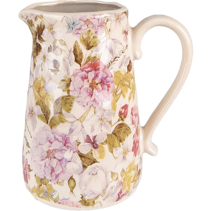 Cană decorative Clayre & Eef 20x14x23 cm roz/bej