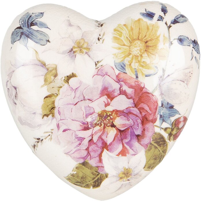 Clayre & Eef 6CE1561M Decorație Inimă Ceramica Roz Bej