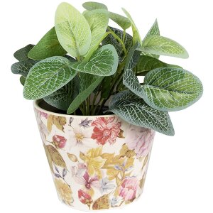 Clayre & Eef 6CE1562XS Dekoration Blumentopf Ø 12x10 cm Rosa Beige