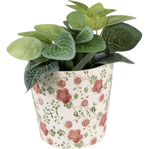 Clayre & Eef 6CE1566S Dekoration Blumentopf Rosa Beige Ø 14x13 cm