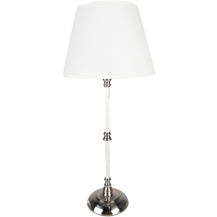 Clayre & Eef 6LMC0068 Tischlampe Ø 18x44 cm E27 max 1x60W Weiß Silberfarbig