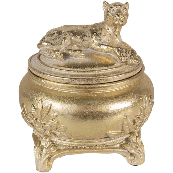 Cutie pentru bijuterii Clayre & Eef Panther Ø 13x14 cm Aurit