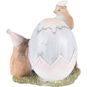Figură de pui decorativă Clayre & Eef, gri-maro, 12x9x12 cm