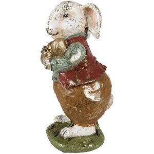 Clayre & Eef 6PR3875 Dekoration Kaninchen 9x12x22 cm Beige Rot