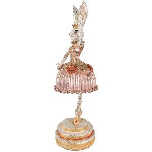 Figurină decorativă „Încăpătoare de îngrijorare” roz/bej, 11x11x35 cm, din polyresin