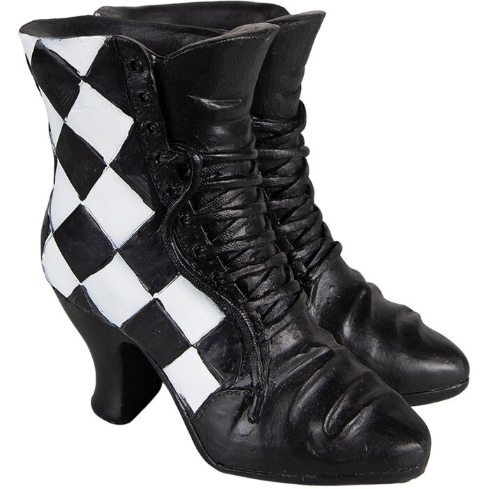 Decoratie pantofi retro negru-alb, 15x12x15 cm, Clayre & Eef
