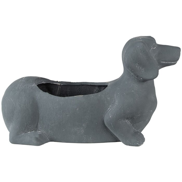 Clayre & Eef 6TE0479 Blumentopf Hund 30x12x16 cm Grau