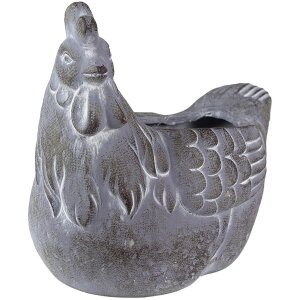 Clayre & Eef 6TE0488 Blumentopf Huhn Grau 29x17x23 cm Landhausstil