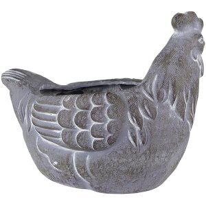 Clayre & Eef 6TE0488 Blumentopf Huhn Grau 29x17x23 cm Landhausstil