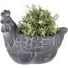 Clayre & Eef 6TE0488 Blumentopf Huhn Grau 29x17x23 cm Landhausstil