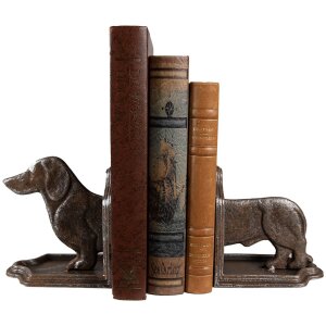 Clayre & Eef 6Y5427 Büchstütze Hund 2er Set 23x8x13 cm Braun