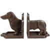 Clayre & Eef 6Y5427 Büchstütze Hund 2er Set 23x8x13 cm Braun