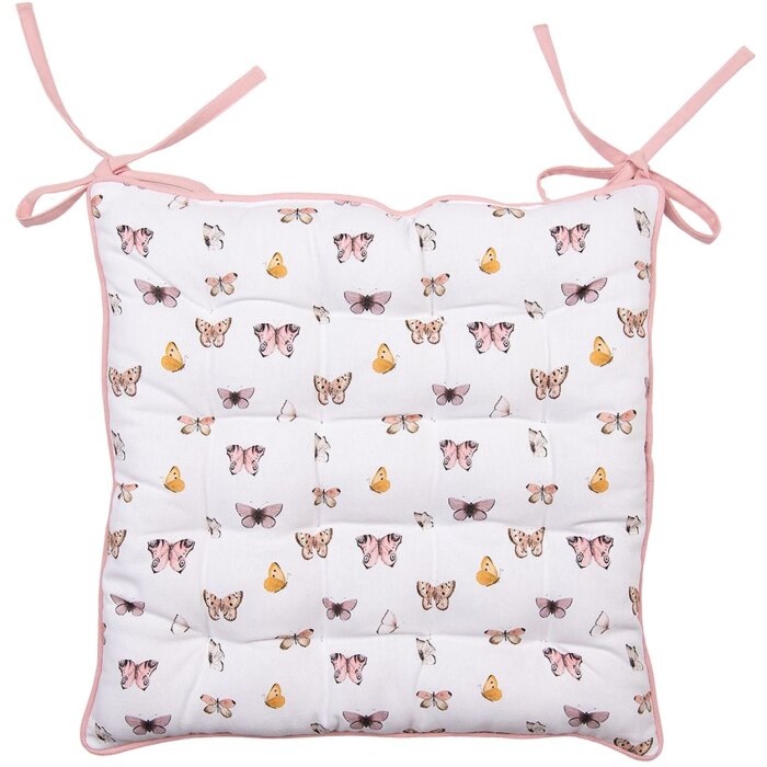 Pernă de scaun Clayre & Eef BPD29 cu spumă 40x40x4 cm, Beige/Rosa