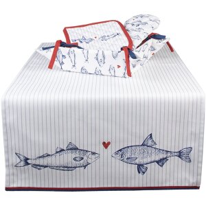 Corb de pâine Clayre & Eef SSF47, 35x35x8 cm, alb-albastru, stil casă de țară